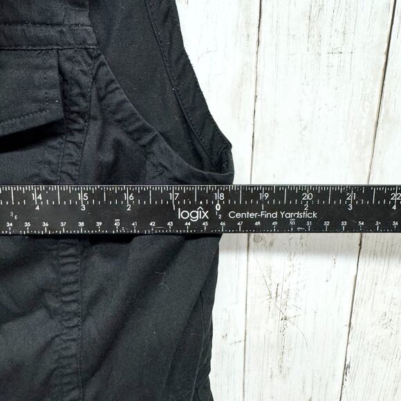 Elliot Lauren Vest Women Sz M Black Utility Zip Button Front Cinch Waist Pockets - Picture 3 of 5